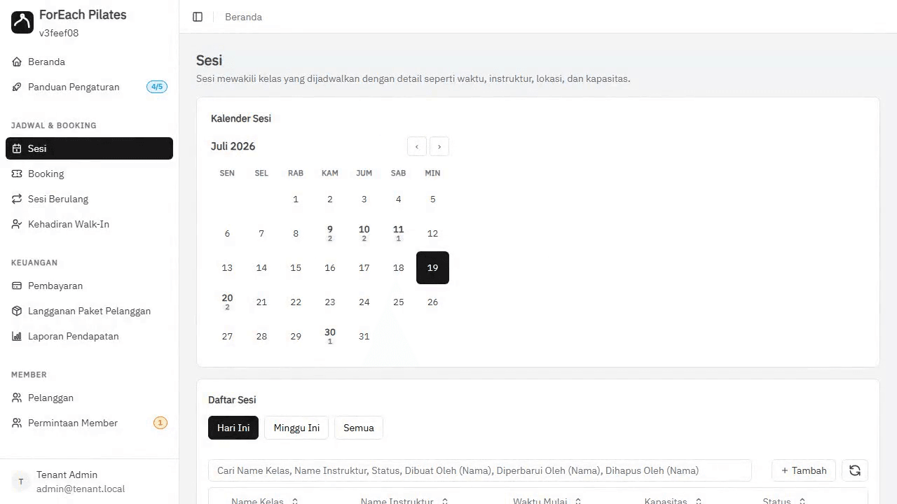 Video: booking dan jadwal sesi di dashboard admin
